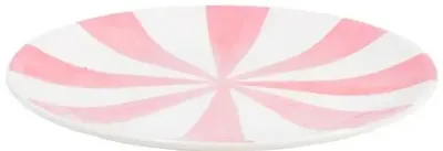 Blond Amsterdam bord aardewerk even bijkletsen bord met roze strepen 18x2cm