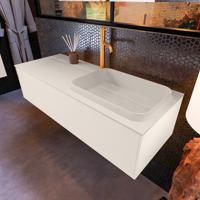 Badkamermeubelset Mondiaz Erin 120 cm met 1 Lade met RIDGE Wastafel Rechts Linen met 1 kraangat Greeploos Mat Linen - thumbnail