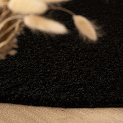 Tapeso Ovaal hoogpolig vloerkleed shaggy Trend effen - zwart - 120x180