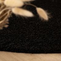 Tapeso Ovaal hoogpolig vloerkleed shaggy Trend effen - zwart - 120x180 - thumbnail