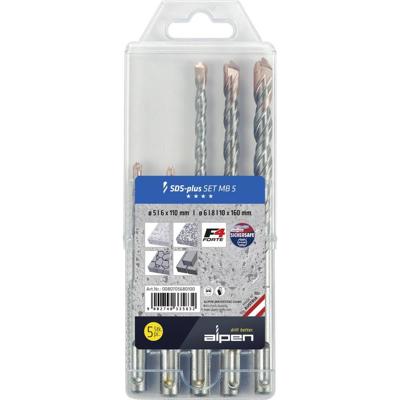 Alpen 0080705680100 Staal Beton-spiraalboren set 5 mm, 6 mm, 8 mm, 10 mm SDS-Plus 1 set(s)