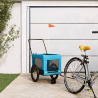 Hondenfietstrailer oxford stof en ijzer blauw en zwart - thumbnail