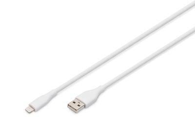 Digitus AK-600108-010-W USB-laadkabel USB 2.0 USB-A stekker, Apple Lightning stekker 1.00 m Wit Flexibel, Zeer flexibel, Met USB, Silicone, Uitstekende Digitus AK-600108-010-W USB-laadkabel USB 2.0 USB-A stekker, Apple Lightning stekker 1.00 m Wit Flexibel, Zeer flexibel, Met USB, Silicone, Uitstekende