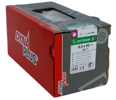 Dynaplus Houtbouwschroef Ar-Bronze Tellerkop deeldraad +Snijpunt Torx TX40 8.0X80/42 | 50 stuks - 0286.08.62401 Dynaplus Houtbouwschroef Ar-Bronze Tellerkop deeldraad +Snijpunt Torx TX40 8.0X80/42 | 50 stuks - 0286.08.62401