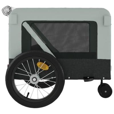 Hondenfietstrailer oxford stof en ijzer grijs en zwart - thumbnail