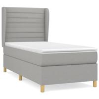 Boxspring met matras stof lichtgrijs 90x190 cm - thumbnail