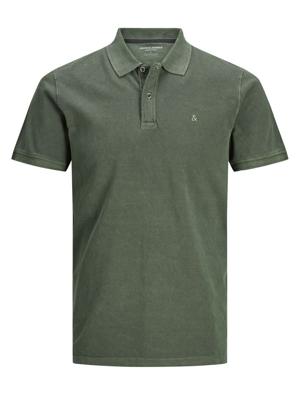 JACK & JONES ESSENTIALS regular fit polo JJEWASHED olijfgroen JACK & JONES ESSENTIALS regular fit polo JJEWASHED olijfgroen