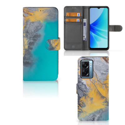 OPPO A77 5G | A57 5G | Bookcase | Marble Blue Gold