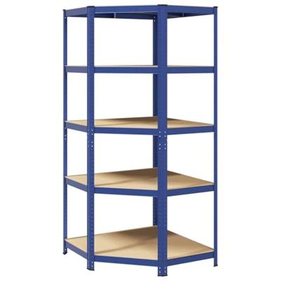 Hoekrek 5-laags staal en bewerkt hout blauw