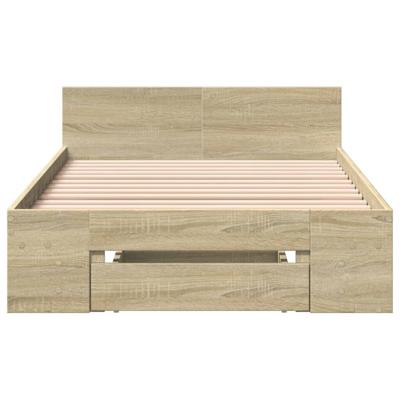 Bedframe met lade bewerkt hout sonoma eikenkleurig 90x190 cm