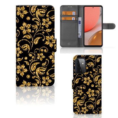 Samsung Galaxy A72 Hoesje Gouden Bloemen Samsung Galaxy A72 Hoesje Gouden Bloemen