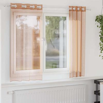 VidaXL Gordijnen voile met doorvoertules 2 st terracotta VidaXL Gordijnen voile met doorvoertules 2 st terracotta