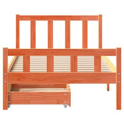 Bedframe zonder matras massief grenenhout wasbruin 75x190 cm