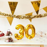 Cijfer ballon &apos;0&apos; folie goud 36cm - thumbnail