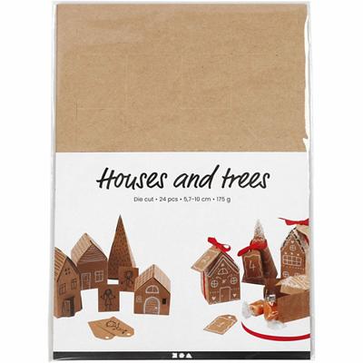 Creativ Company Huizen en bomen karton set - thumbnail
