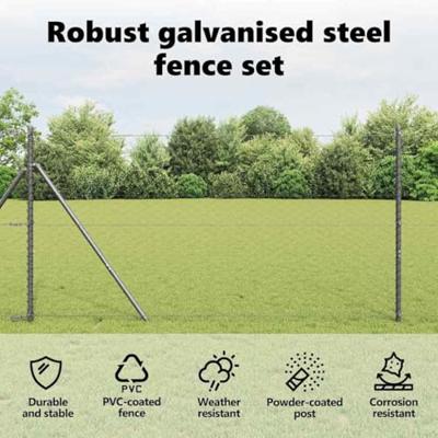VidaXL Afrasteringspaal grijs 25 x 1,2 m (50 mm gaas) staal VidaXL Afrasteringspaal grijs 25 x 1,2 m (50 mm gaas) staal