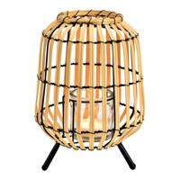 Lantaarn, windlicht van glas, bamboe, metaal naturel (B/H/D) 20x27x20cm - thumbnail