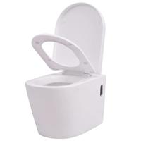 VidaXL Hangend toilet keramiek wit - thumbnail