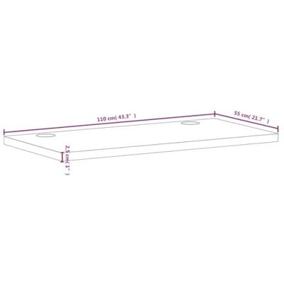 Bureaublad 110x55x2,5 cm massief beukenhout - thumbnail