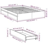 Bedframe met lades bewerkt hout betongrijs 150x200 cm - thumbnail