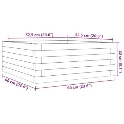 VidaXL Plantenbak 60x60x23 cm massief grenenhout wit
