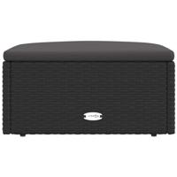 Voetensteun met kussen poly rattan zwart - thumbnail