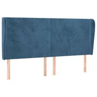 Hoofdbord met randen 163x23x118/128 cm fluweel donkerblauw - thumbnail