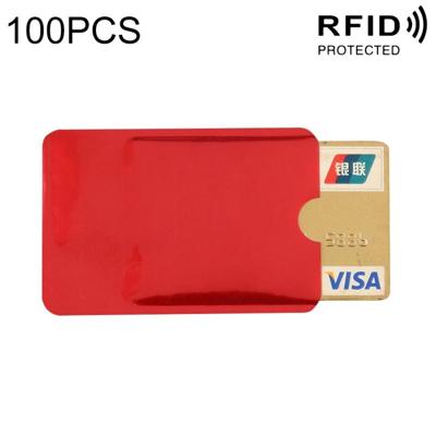 100 stuks aluminiumfolie RFID blokkeren credit card ID Bank kaart geval kaarthouder cover grootte: 9 x 6.3 cm (rood)