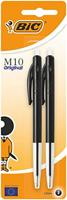 Bic balpen M10 Clic op blister, medium punt, zwart - thumbnail
