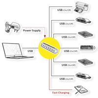 ROLINE USB 3.2 Gen 1 hub, 7-voudig, verwisselbare toetsen, type A-aansluitkabel - thumbnail