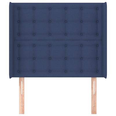 Hoofdbord met randen 163x16x78/88 cm stof blauw - thumbnail