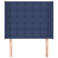 Hoofdbord met randen 203x16x118/128 cm stof blauw - thumbnail