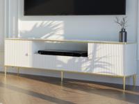 Tv-meubel PEGASUS 2 deuren 1 lade wit/goud - thumbnail