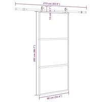 Schuifdeur met beslagset 90x205 cm gehard glas zwart - thumbnail