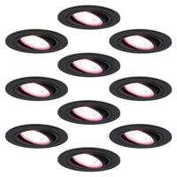 Set van 10 Miro smart inbouwspots - Wifi + Bluetooth - RGBWW - GU10 - Kantelbaar - Google Home, Amazon Alexa en Siri - IP20 voor binnen - Zwart - thumbnail