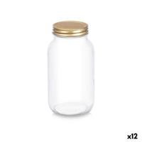 Blik Transparant Gouden Metaal Glas 950 ml 9 x 18 x 9 cm (12 Stuks) - thumbnail