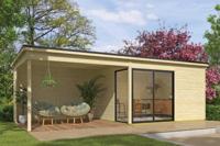 Outdoor Life Olivia Tuinhuis 385x295 cm met overkapping 360 cm 28 mm vuren blank- Lessenaarsdak- Onbehandeld vurenhout- Outdoor Life - thumbnail