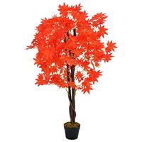 VidaXL Kunstplant met pot esdoorn 120 cm rood - thumbnail