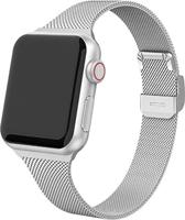 Milanese slim fit bandje - Zilver - Geschikt voor Apple Watch 38mm / 40mm / 41mm / 42mm - thumbnail