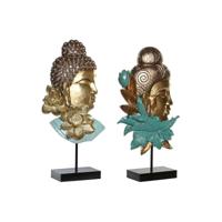 Decoratieve figuren DKD Home Decor 22 x 8 x 42,5 cm Zwart Gouden Boeddha Turkoois Orientaals (2 Stuks) - thumbnail