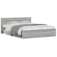 Bedframe met hoofdeinde en LED grijs sonoma eiken 150x200 cm - thumbnail