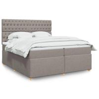 Boxspring met matras stof taupe 200x200 cm - thumbnail