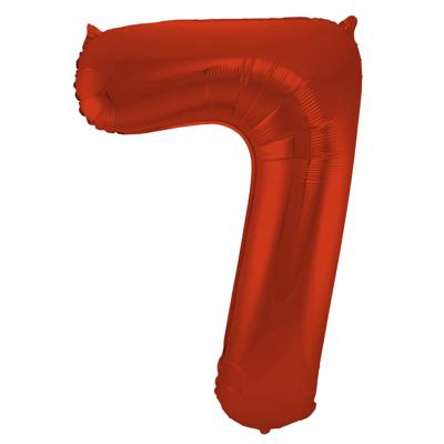 Folieballon Rood Metallic Mat Cijfer 7 - 86 cm