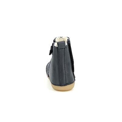 Leren laarzen Socool Cho KICKERS® 1e stappen voor jongensbaby's marineblauw