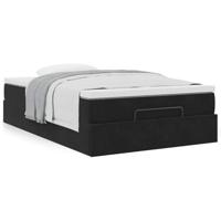 Ottoman bed met matras 120x200cm fluweel zwart - thumbnail