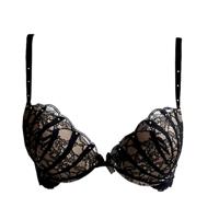 AMBRA lingerie Black Swan Oil push BH zwart met bandjes en kant - thumbnail