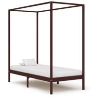 Hemelbedframe massief grenenhout donkerbruin 100x200 cm - thumbnail