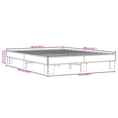 Bedframe bewerkt hout metaal bruin eikenkleur 150x200 cm