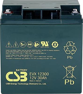 CSB Battery EVX 12300 Loodaccu 12 V 30 Ah Loodvlies (AGM) (b x h x d) 166 x 175 x 125 mm M5-schroefaansluiting Cyclusbestendig, Onderhoudsvrij, Geringe CSB Battery EVX 12300 Loodaccu 12 V 30 Ah Loodvlies (AGM) (b x h x d) 166 x 175 x 125 mm M5-schroefaansluiting Cyclusbestendig, Onderhoudsvrij, Geringe