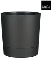 Mica Decorations Bloempot 'Coco' met schotel d35 h37 antraciet - thumbnail